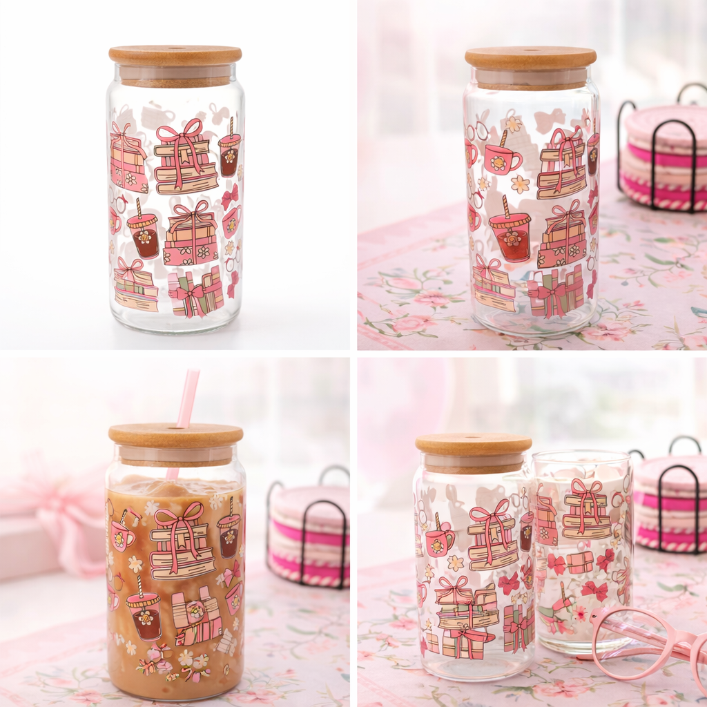 Cute Bookish Glass Tumbler