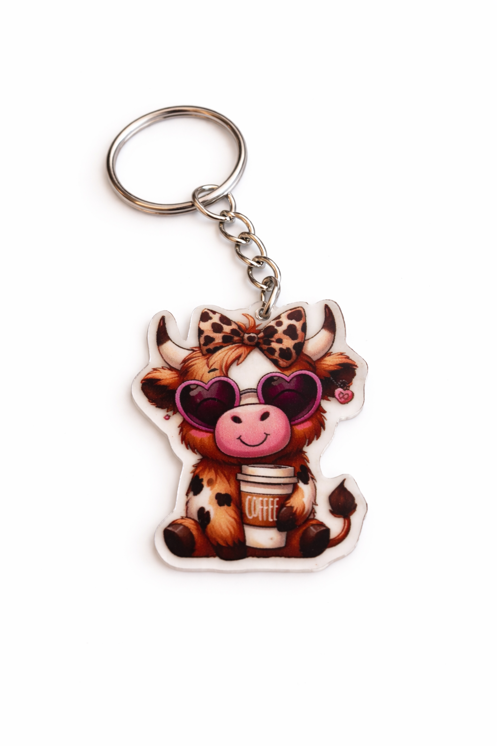 Cute Cow Coffee Keychain