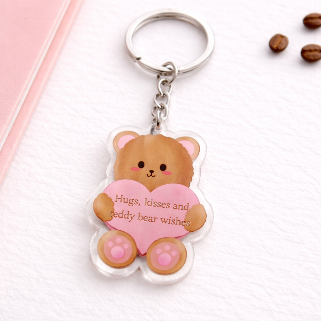 Teddy Bear Heart Keychain