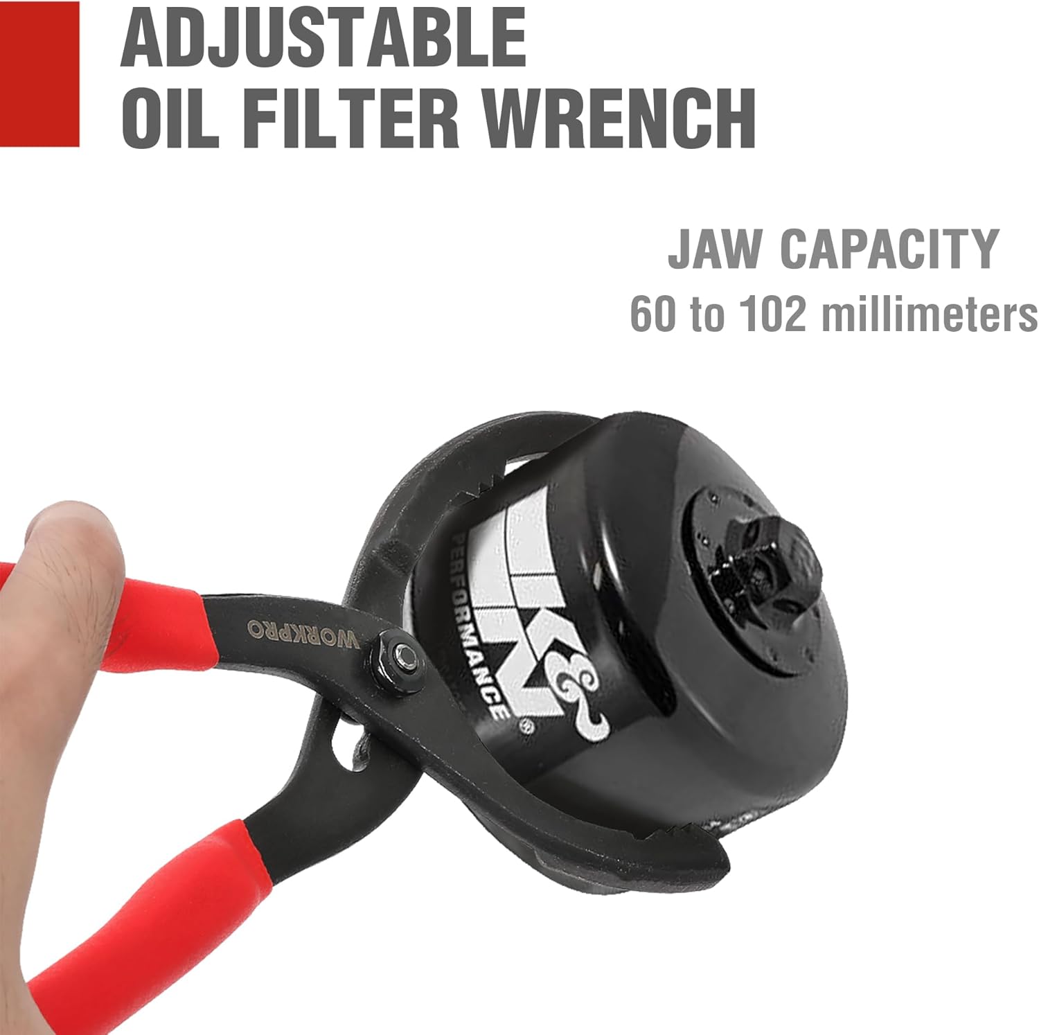 WORKPRO Pince réglable pour filtre à huile – clé universelle pour démontage de filtres, tuyaux et raccords