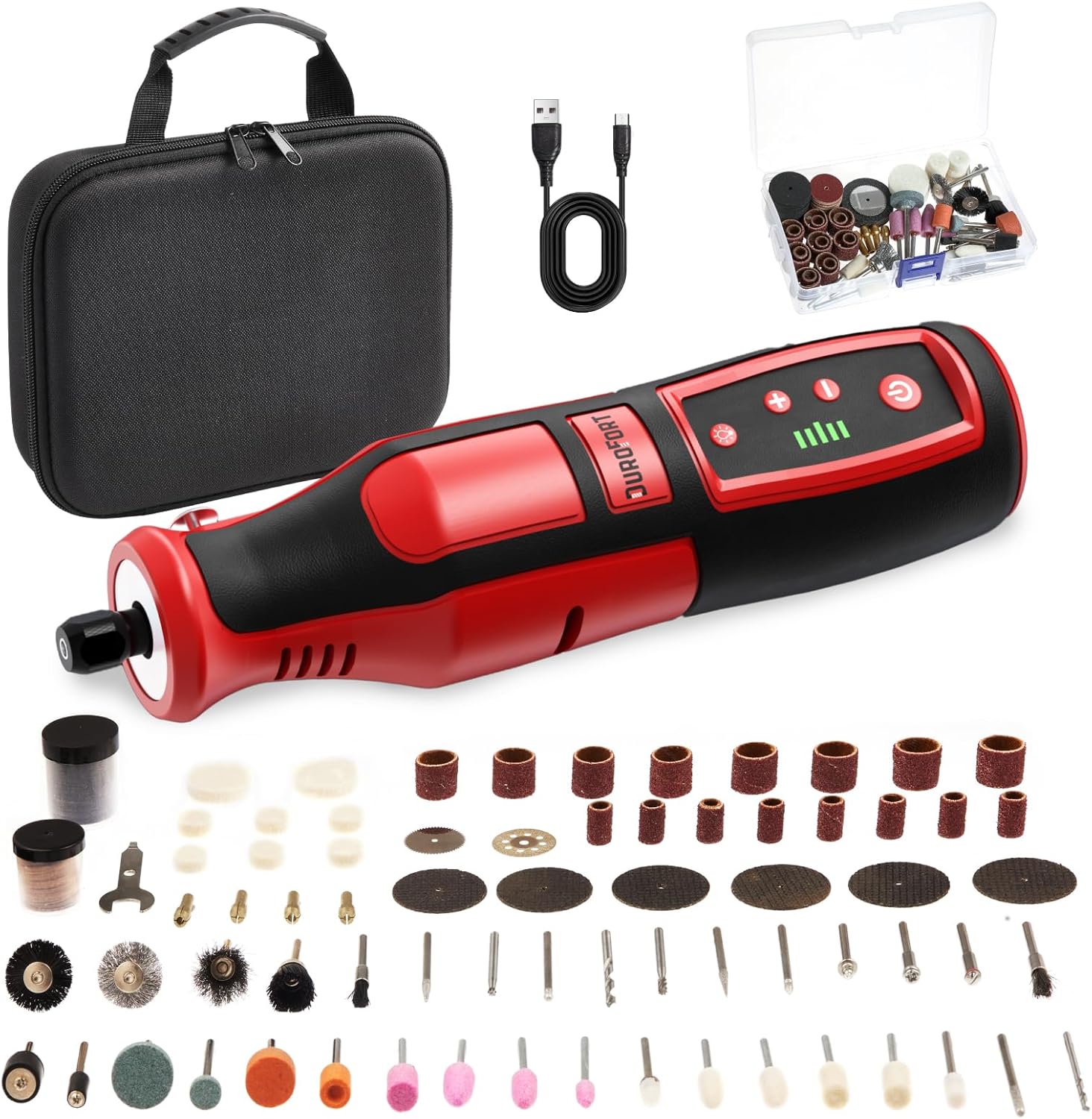 Outil multifonction sans fil – 5 vitesses (17 000–32 000 tr/min), 146 accessoires, mini outil rotatif avec LED, pour perçage, gravure et polissage