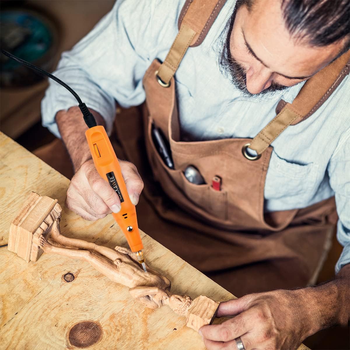 GOXAWEE Outil rotatif électrique 24V – Mini meuleuse multifonction, kit 104 accessoires, pour gravure, perçage, ponçage et polissage