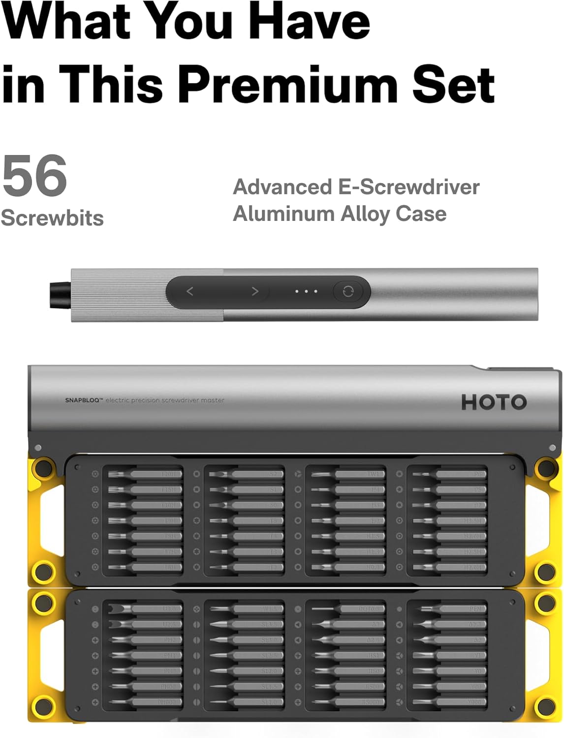 HOTO SNAPBLOQ S-A01 Electric Precision Screwdriver Kit – Magnetic Set, 3 Torque Settings, for Phone, Laptop, Glasses & Watch Repair