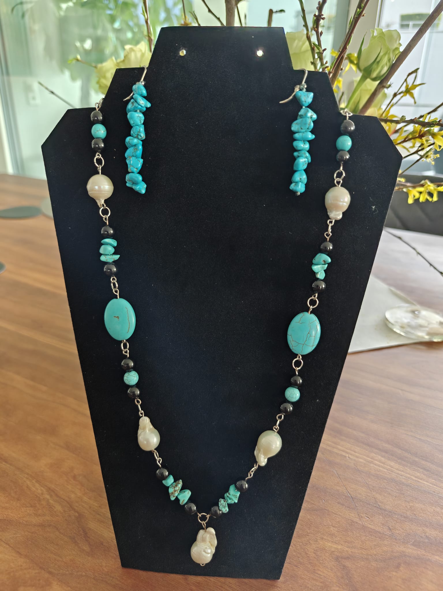 Türkis-Perlen Schmuckset