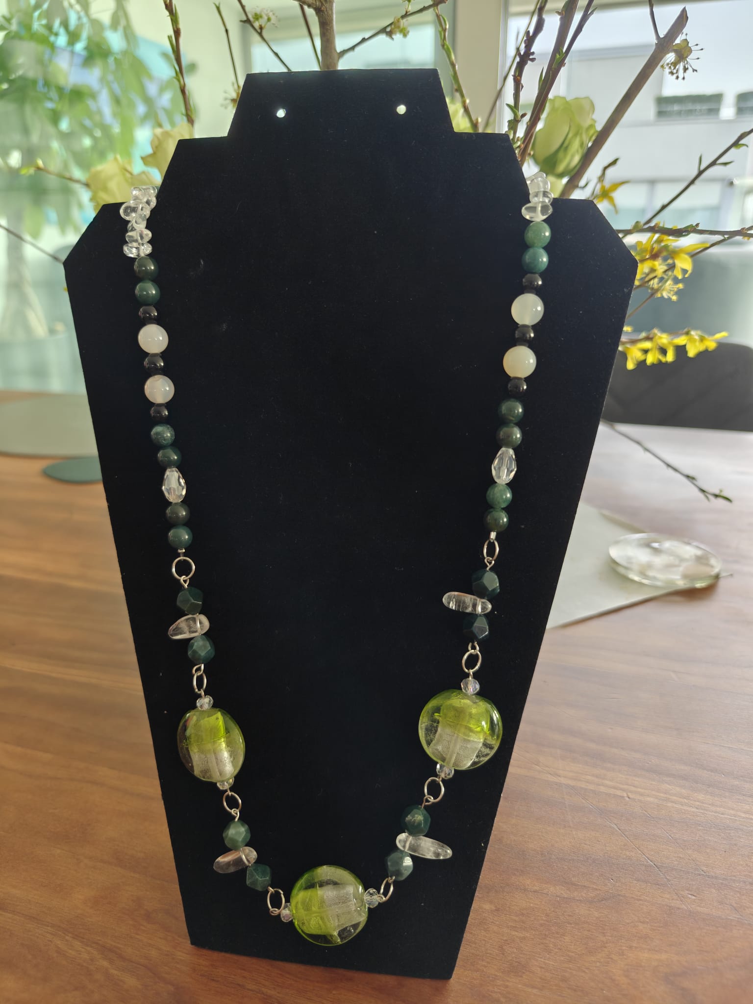 Grüne Glasperlen-Halskette