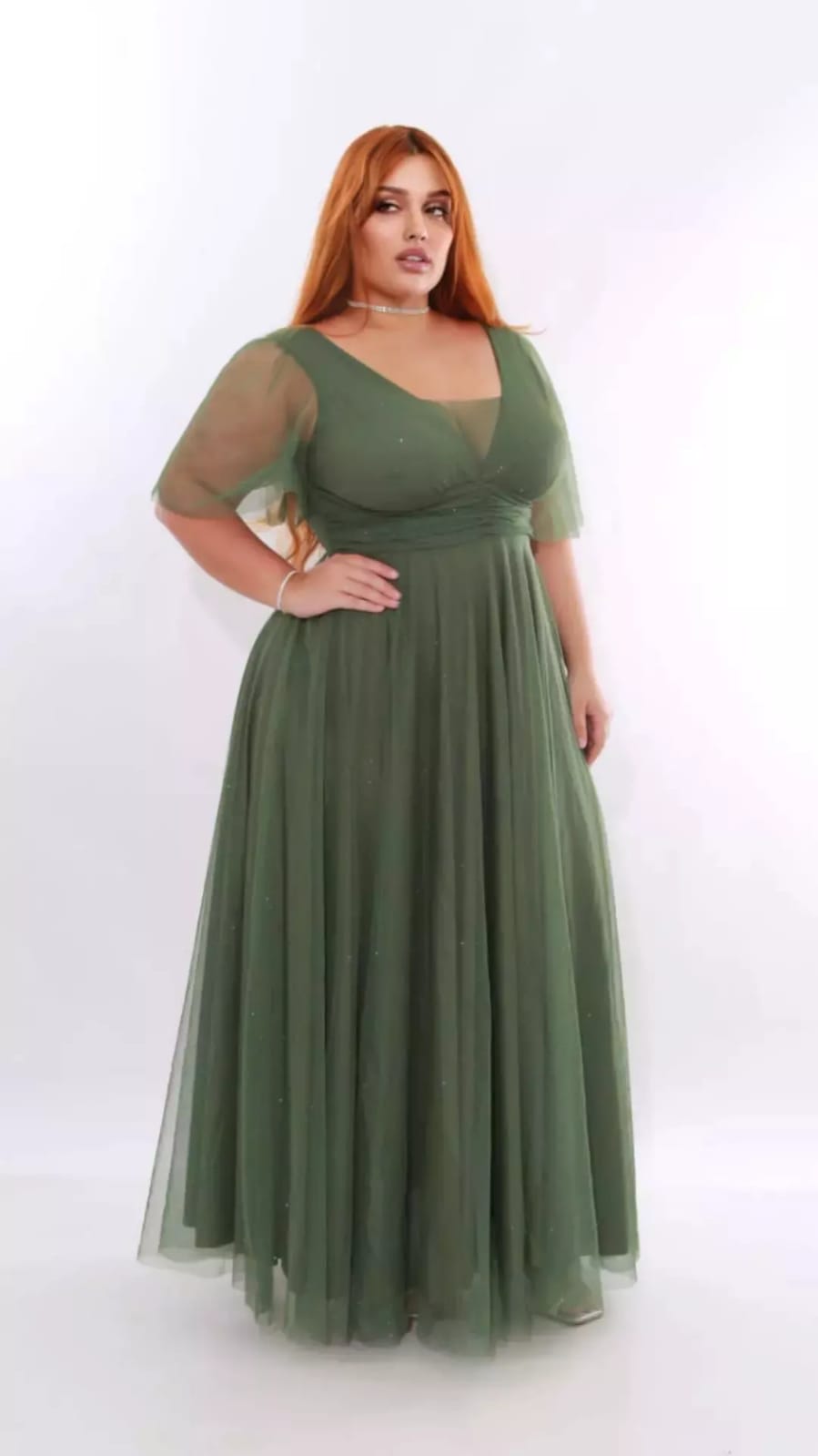 Vestido de Festa com manga Plus Size 