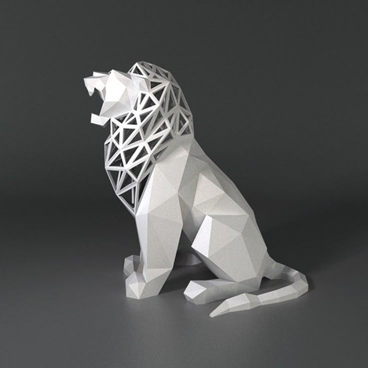 Geometric Lion Sculpture