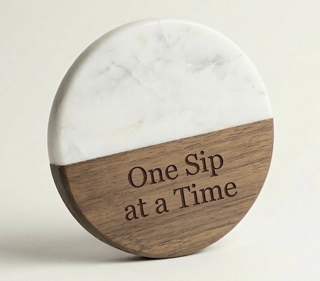 The "Remote Grind" Marble & Wood Coaster Collection