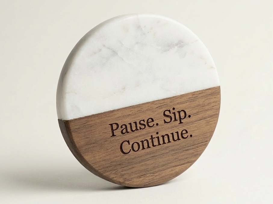 The "Remote Grind" Marble & Wood Coaster Collection