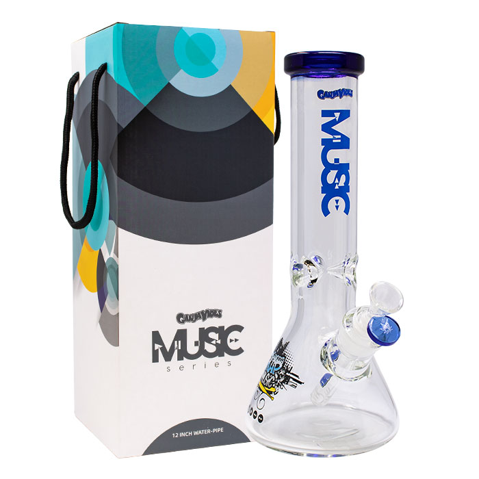  Ganjavibes Blue Gangsta Rap Music 12 Inches Music Series Glass Bong
