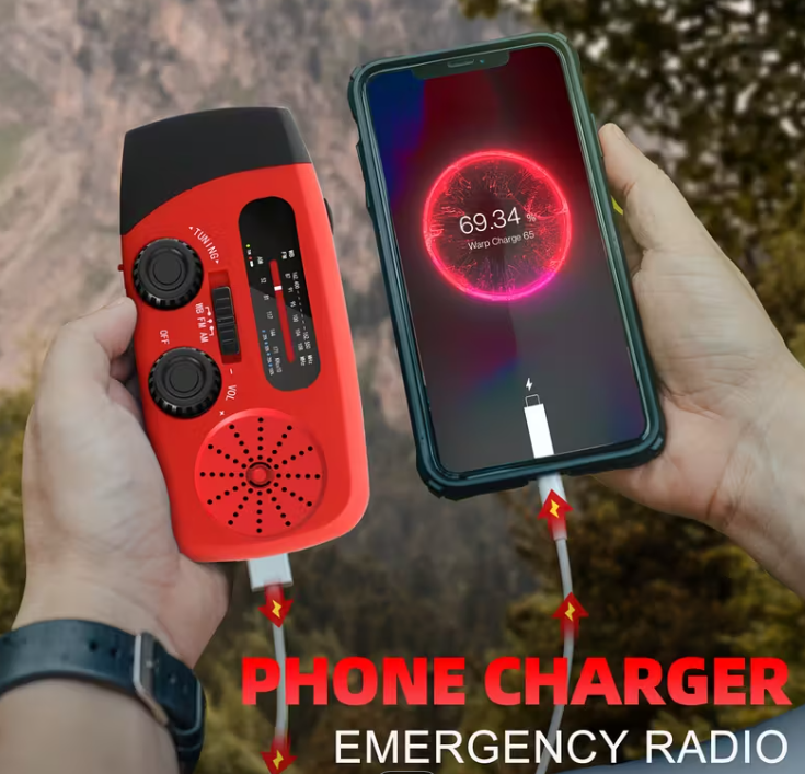 Multifunction Solar-Powered Emergency Radio Flashlight Power Bank