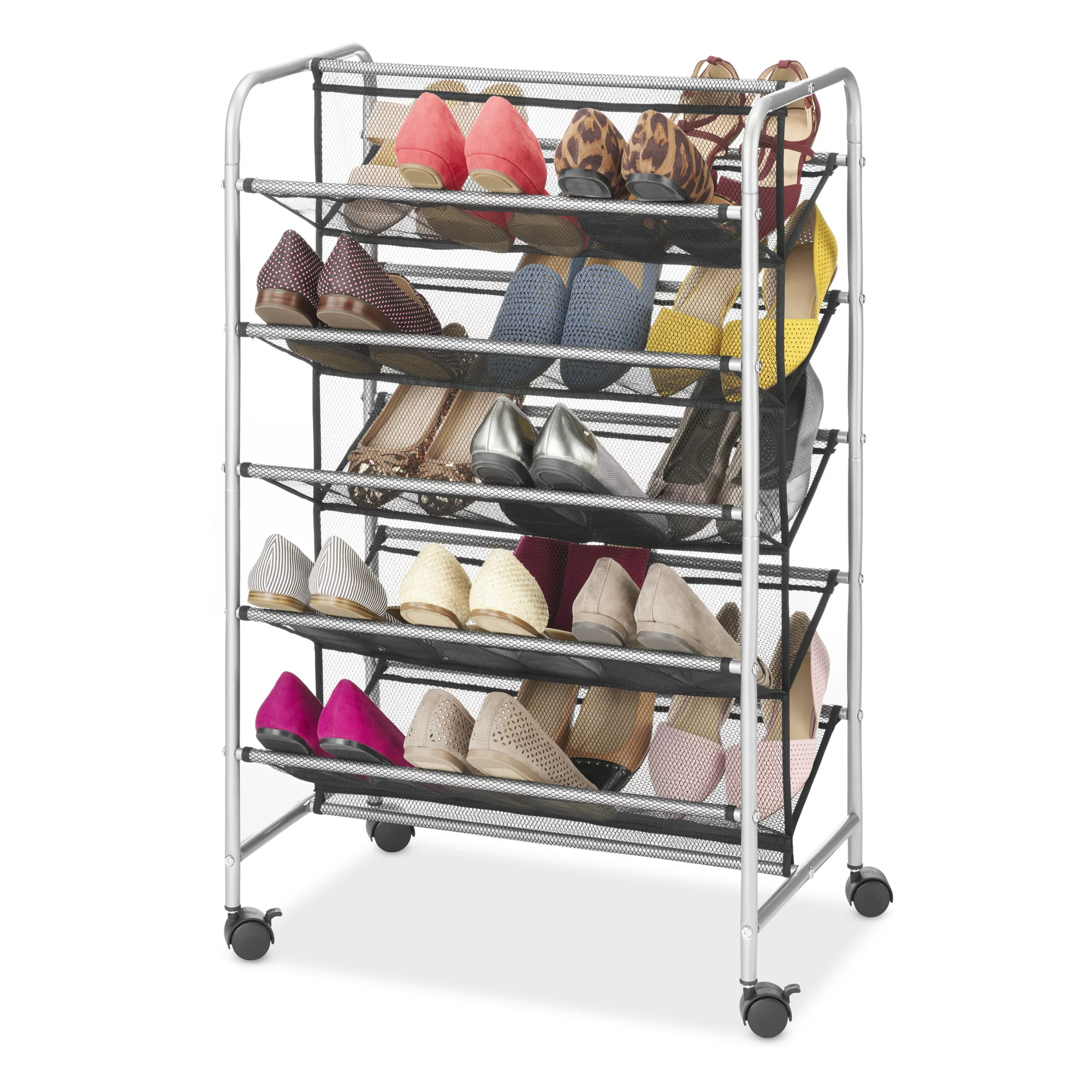 5 Tier 30 Pair Metal Mesh Shoe Rack