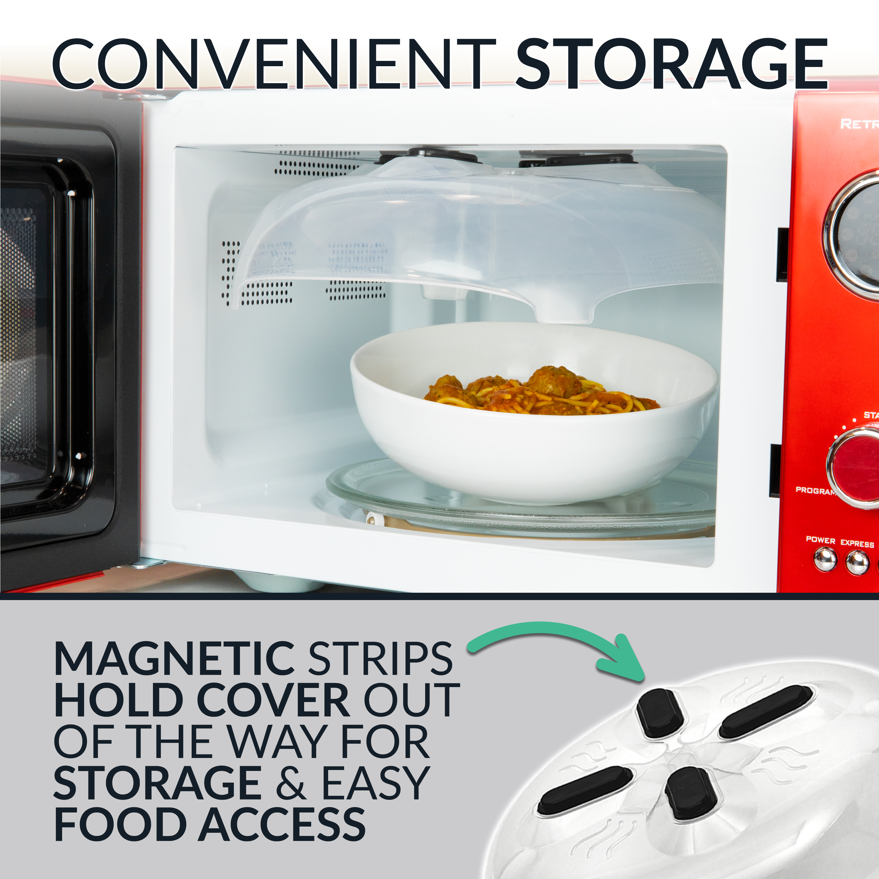 Clear Anti-Splatter Microwave Plate Cover With Magnets