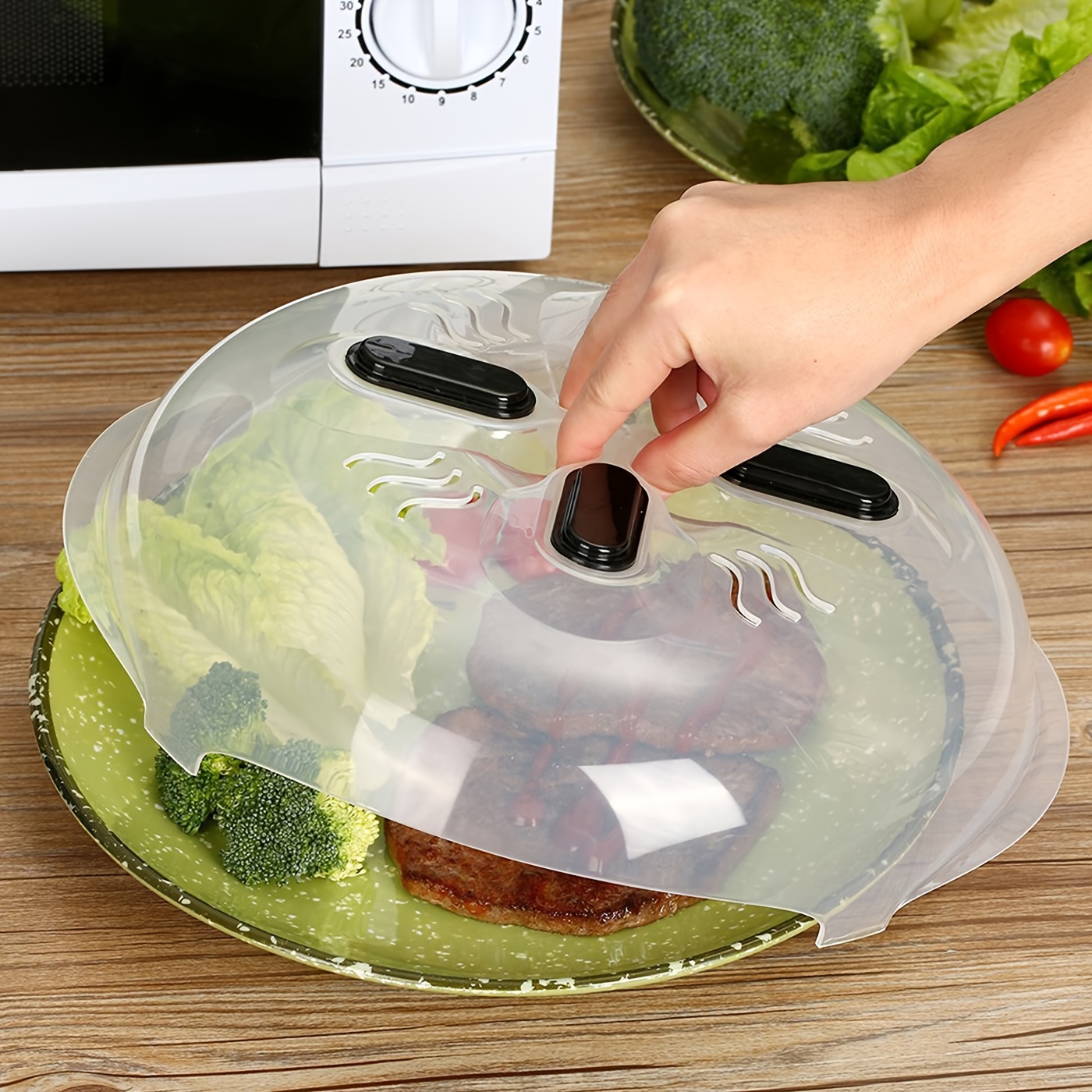 Clear Anti-Splatter Microwave Plate Cover With Magnets