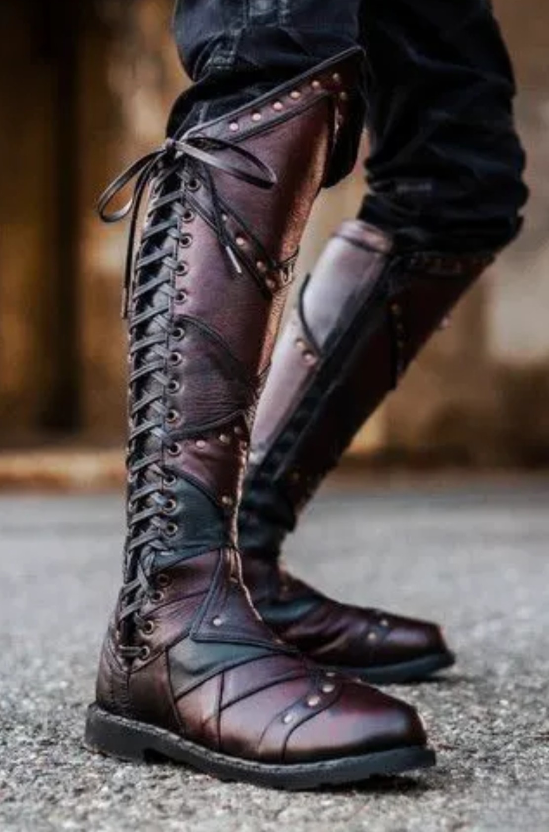 Gothic Leather Knee-High Boots