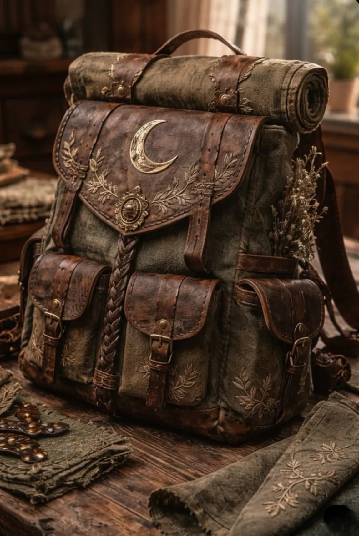 Vintage Leather Adventure Backpack
