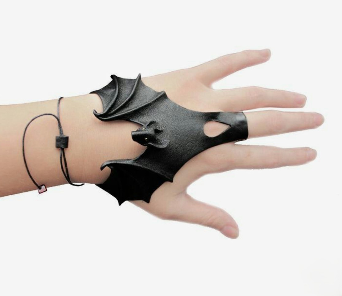 Bat Wing Leather Hand Bracelet