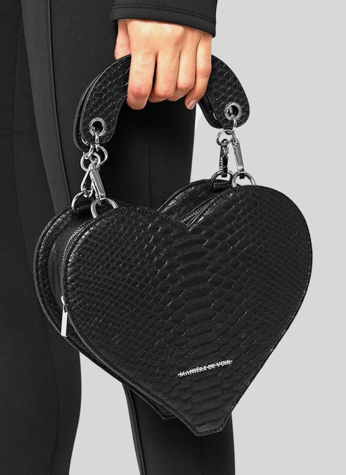 Heart-Shaped Black Handbag
