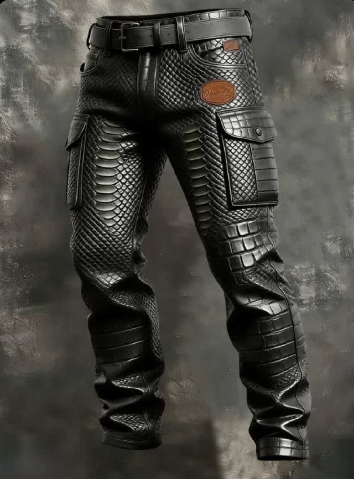 Faux Leather Crocodile Pattern Pants