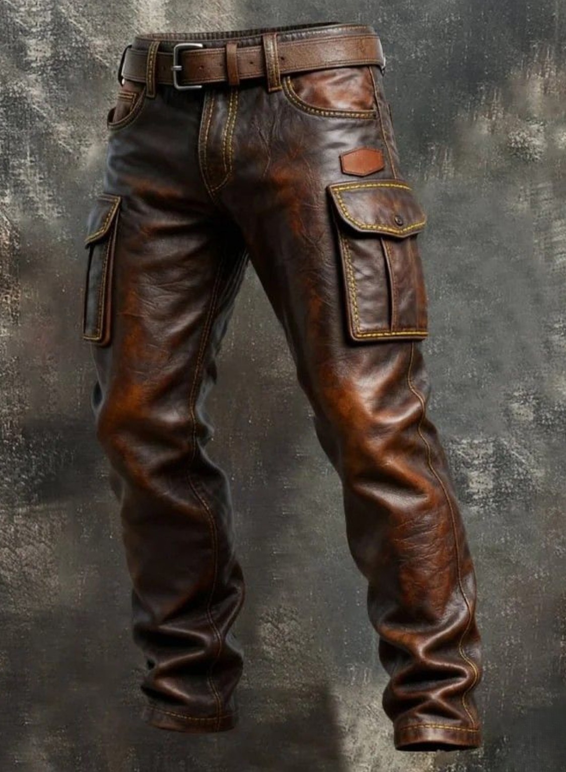 Men's Leather Cargo Pants