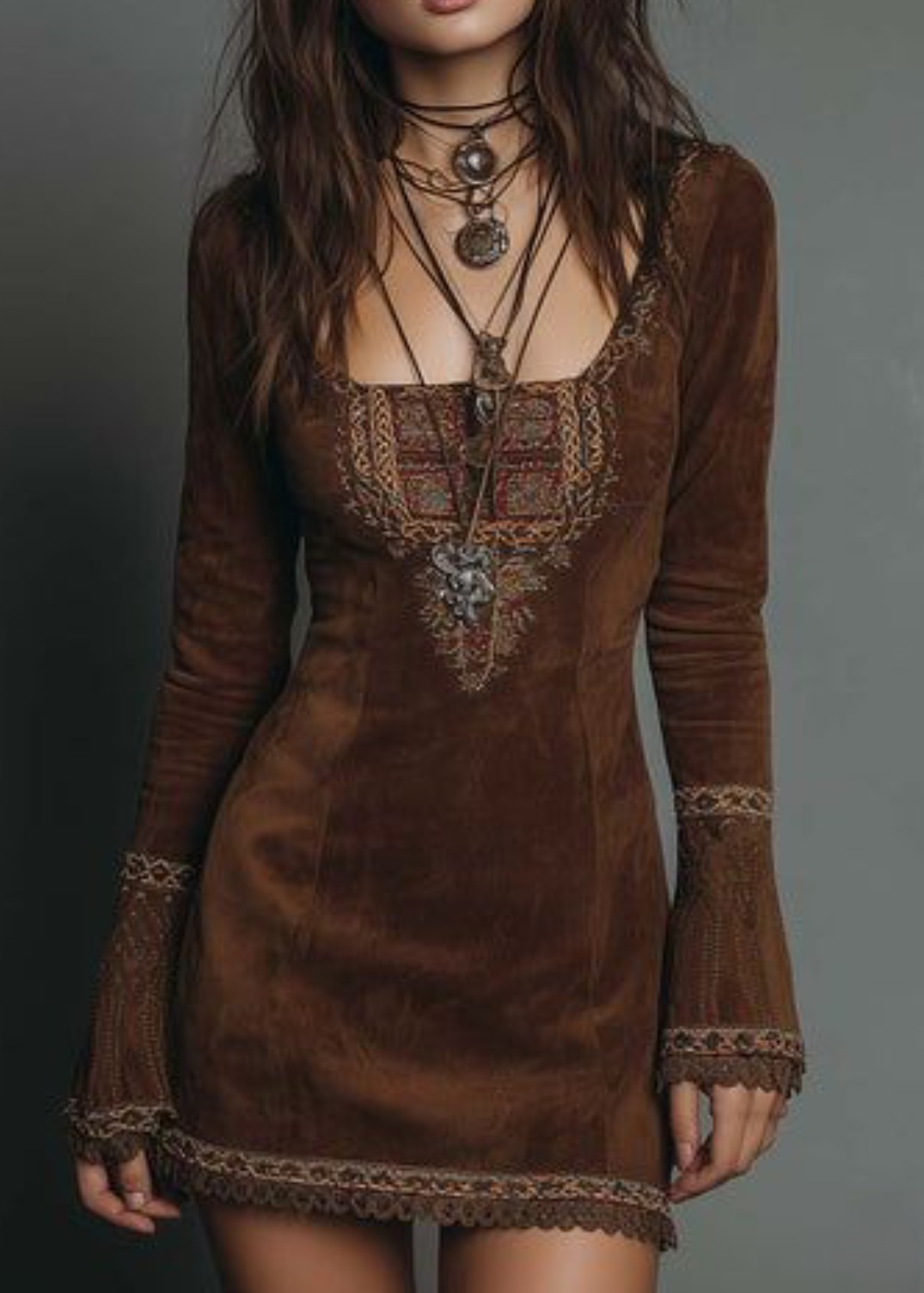 Bohemian Velvet Mini Dress