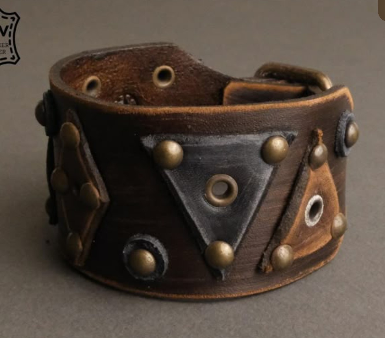 Vintage Leather Studded Cuff Bracelet