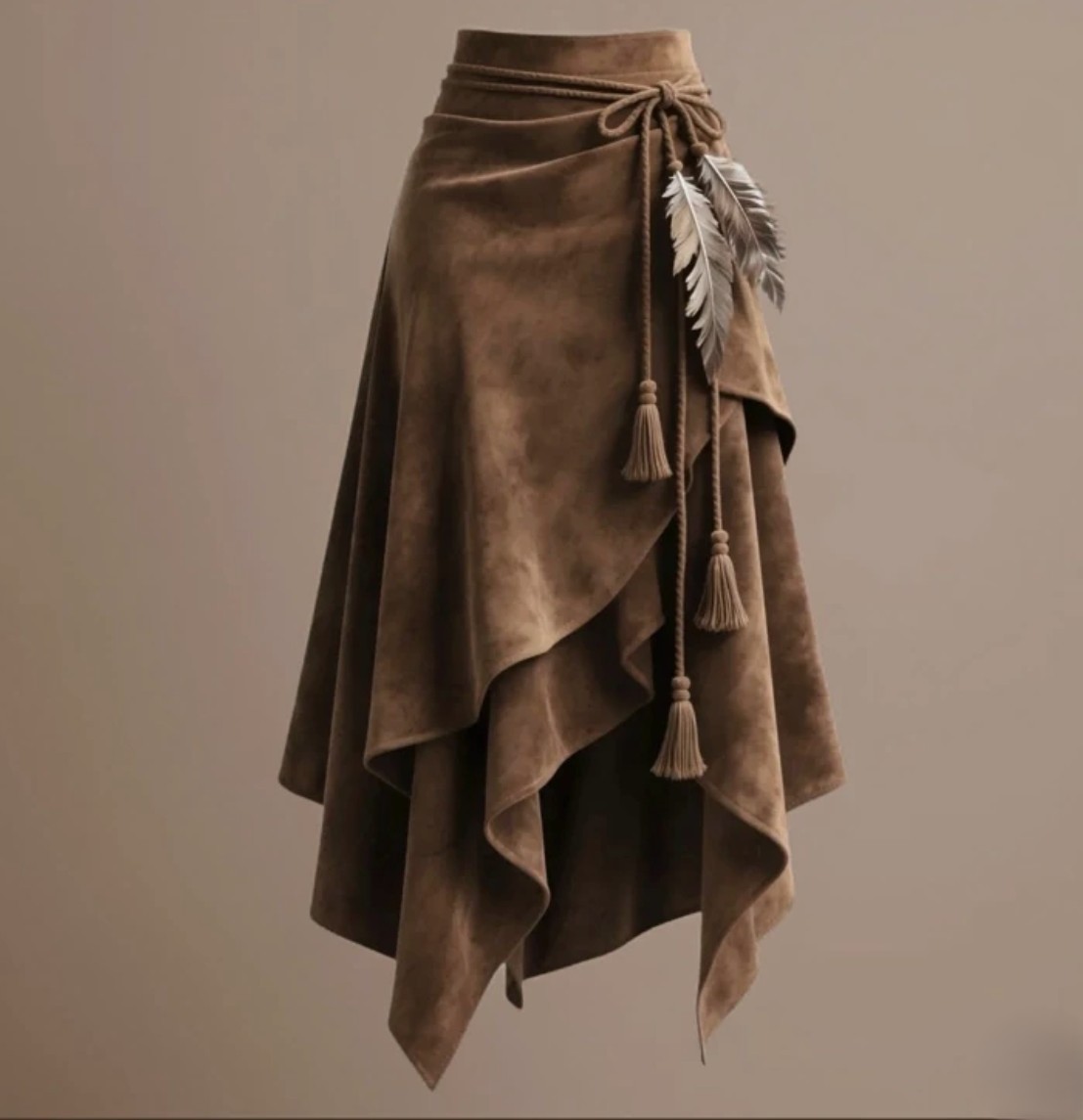 Bohemian Suede Midi Skirt