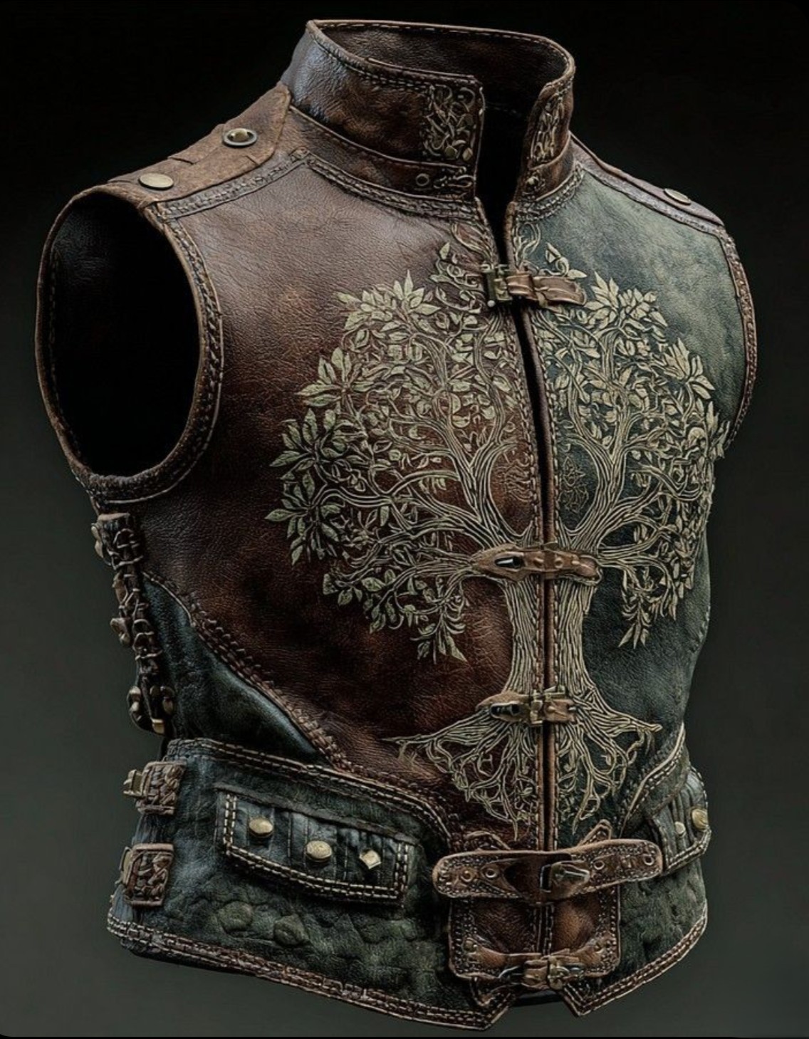 Embroidered Leather Fantasy Vest