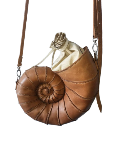 Nautilus Shell Leather Handbag