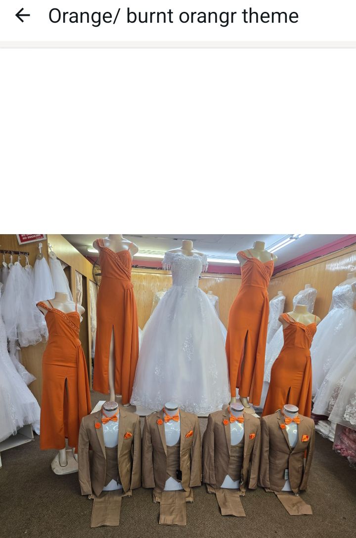Elegant, Long  bridemaid dresses orange theme