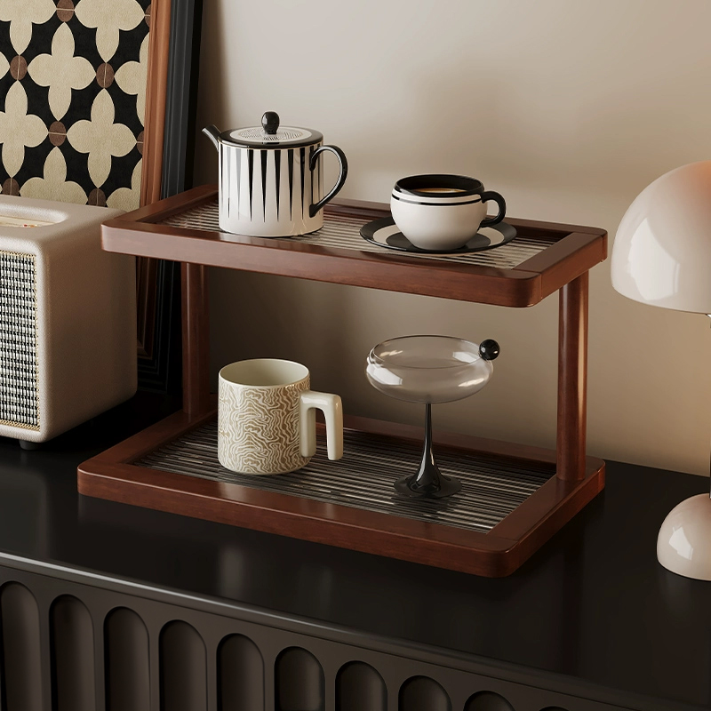 Two-Tier Wooden Serving Tray
