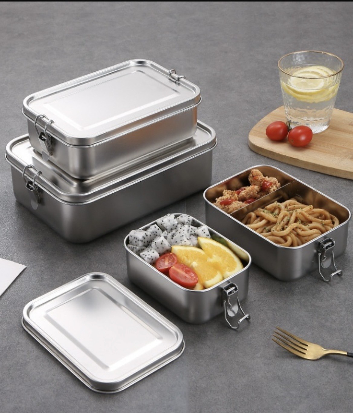 Customisable Stainless Steel Lunch Box With Dividers