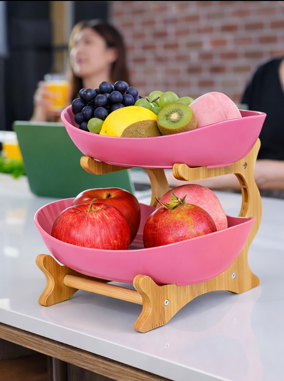 Two-Tier Bamboo Fruit Basket