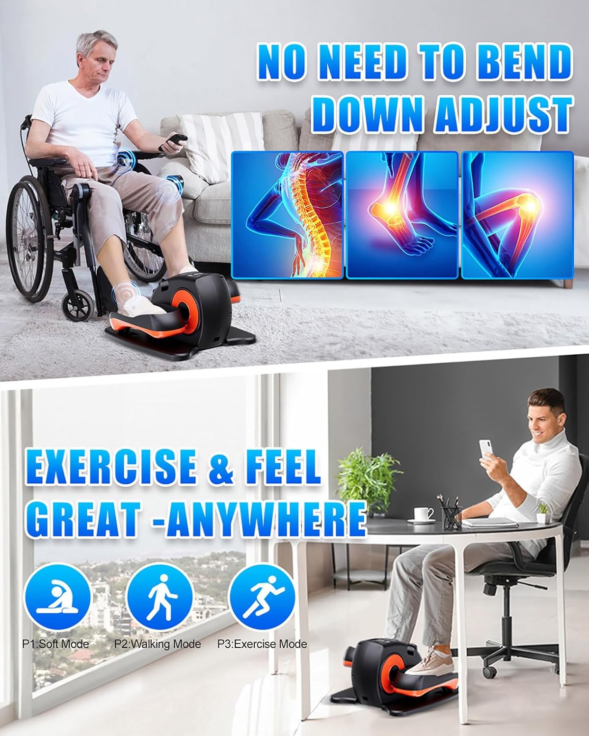 Under Desk Elliptical Machine for Home & Office – Quiet Low-Impact Seated Cardio 🚴‍♂️