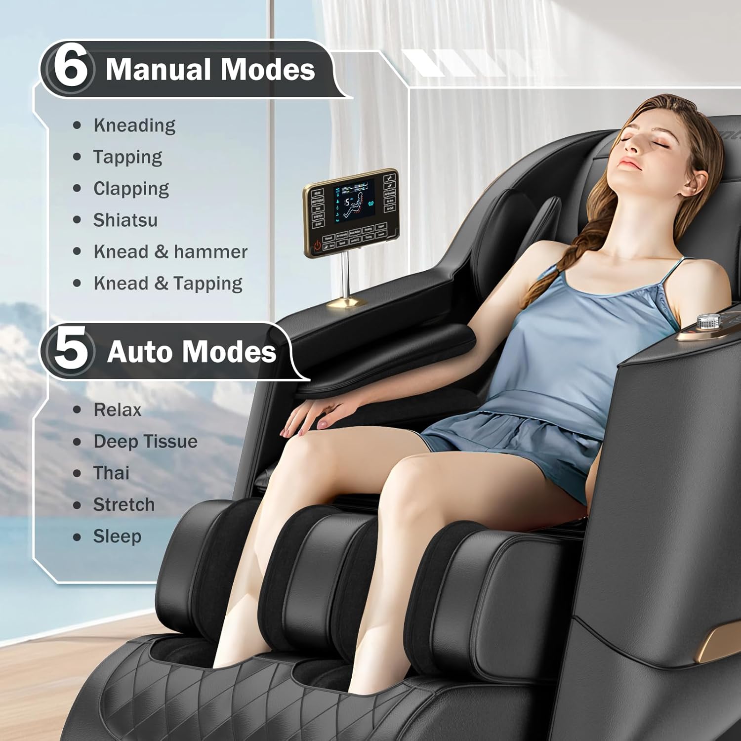 Culanta Massage Chair Full Body, Zero Gravity SL-Track Shiatsu Massage Recliner Chair with Body Scan, Airbags, Foot Rollers, Deep Yoga Stretch, Heating (U1-Black)