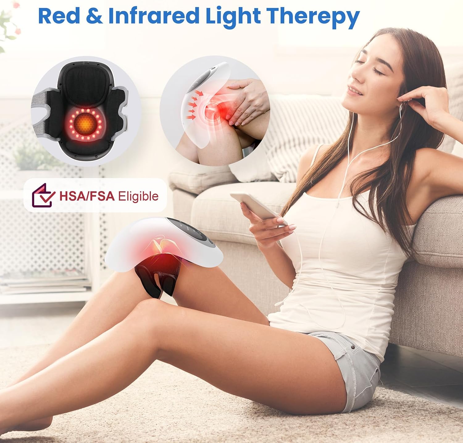 CuPiLo Heated Knee Massager with Vibration (HSA/FSA Eligible) Cordless Knee Pain Relief Wrap