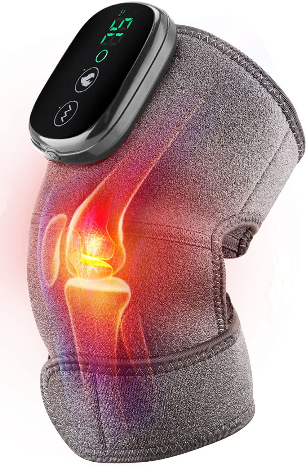 Moajaza Cordless Heated Knee Massager Wrap with Vibration for Joint & Muscle Pain Relief - HSA/FSA Eligible
