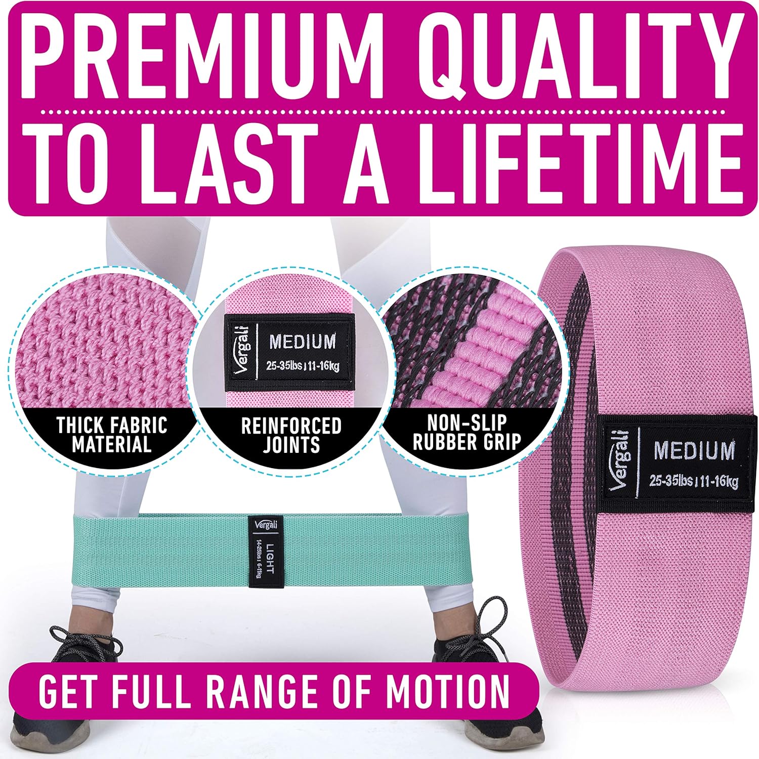 Non-Slip Fabric Resistance Bands Set – Booty & Leg Workout Bands for Home Gym 💪