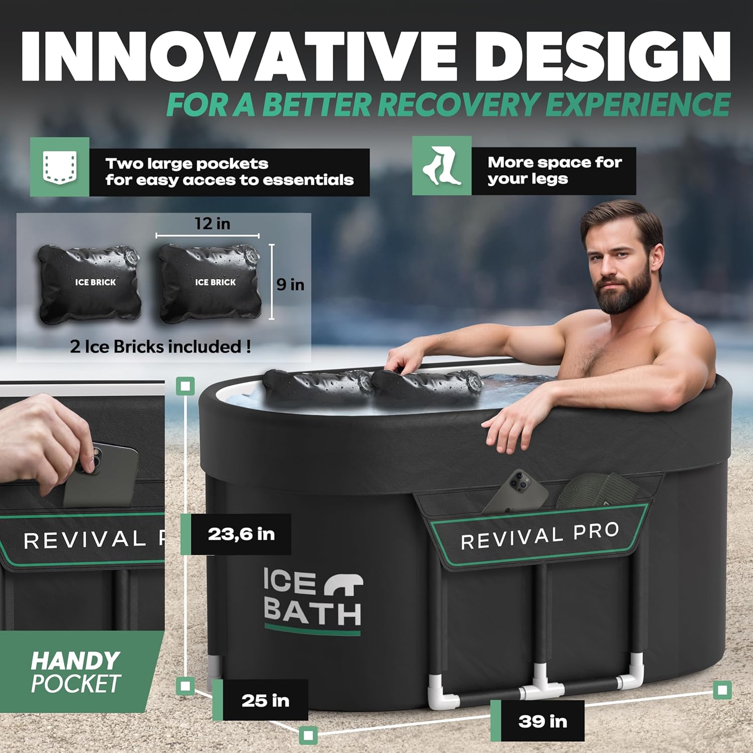 XL Cold Plunge Ice Bath Tub for Athletes ❄️ Portable Recovery Ice Bath with Cover