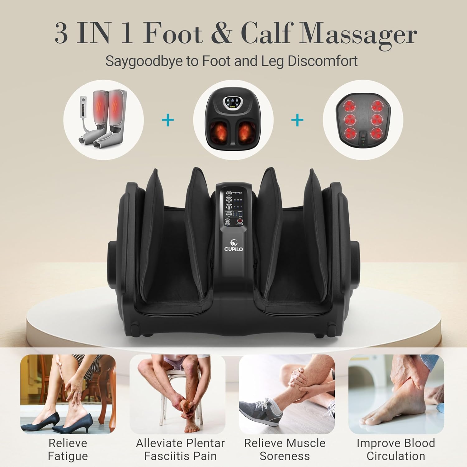 CuPiLo Shiatsu Foot Calf Massager with Heat and Remote - HSA/FSA Eligible