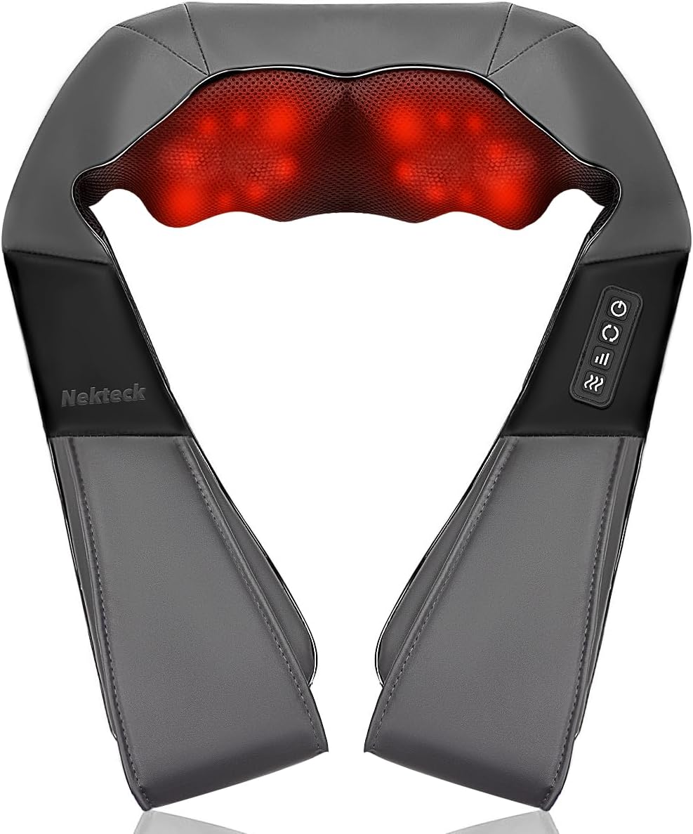 Nekteck Shiatsu Neck Massager with Heat for Pain Relief - HSA/FSA Eligible