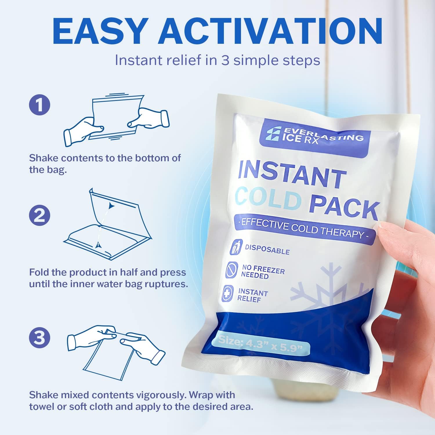 Everlasting Ice  - Instant Ice Packs for Athletes, Coaches & First Aid Kits - HSA/FSA Eligible