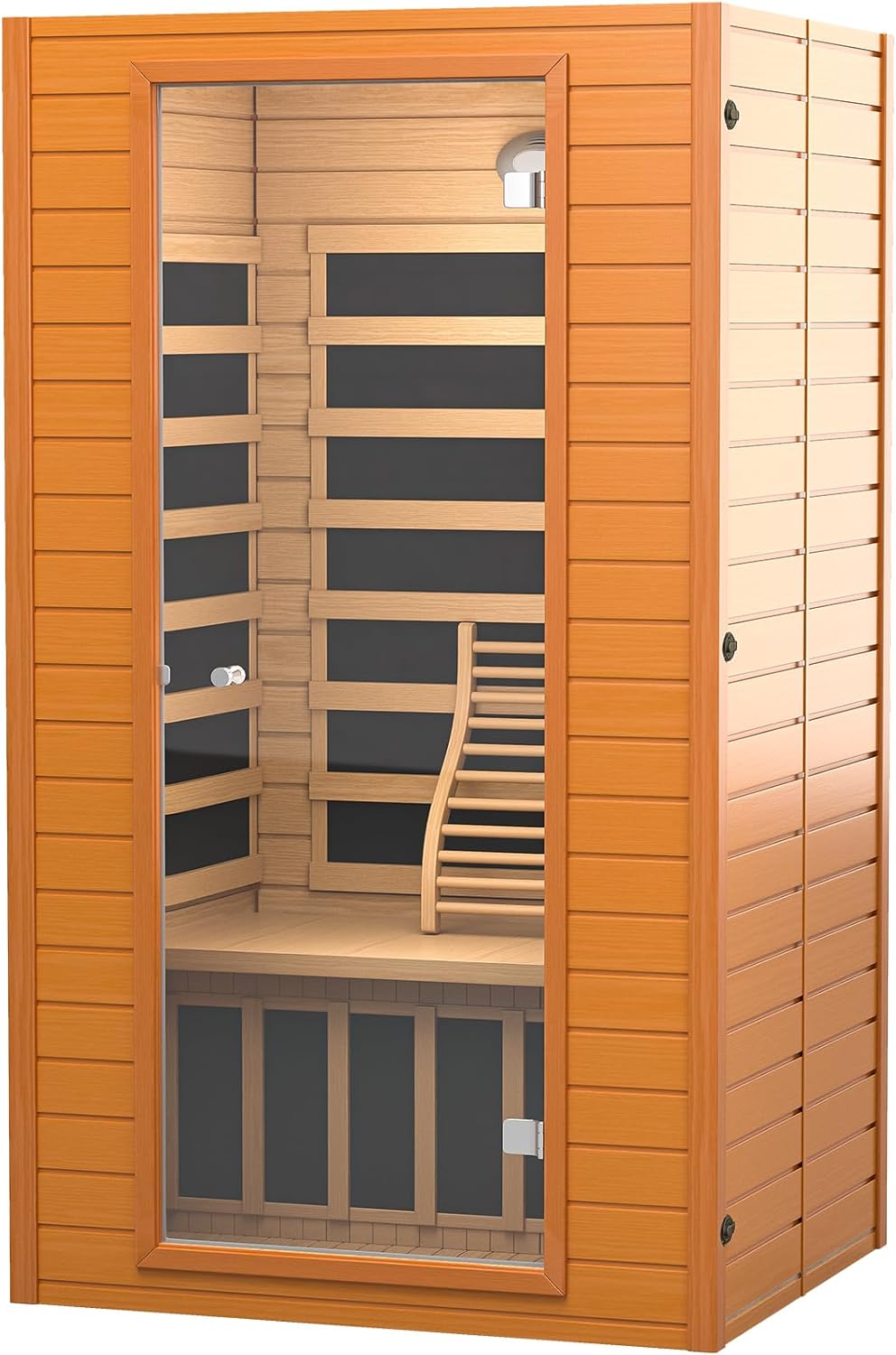 Infrared Sauna Room for Home, Near Zero EMF Wooden 2 Person Indoor Infrared Sauna at Home with Bluetooth, LCD Control Panel, Chromo Therapy Light