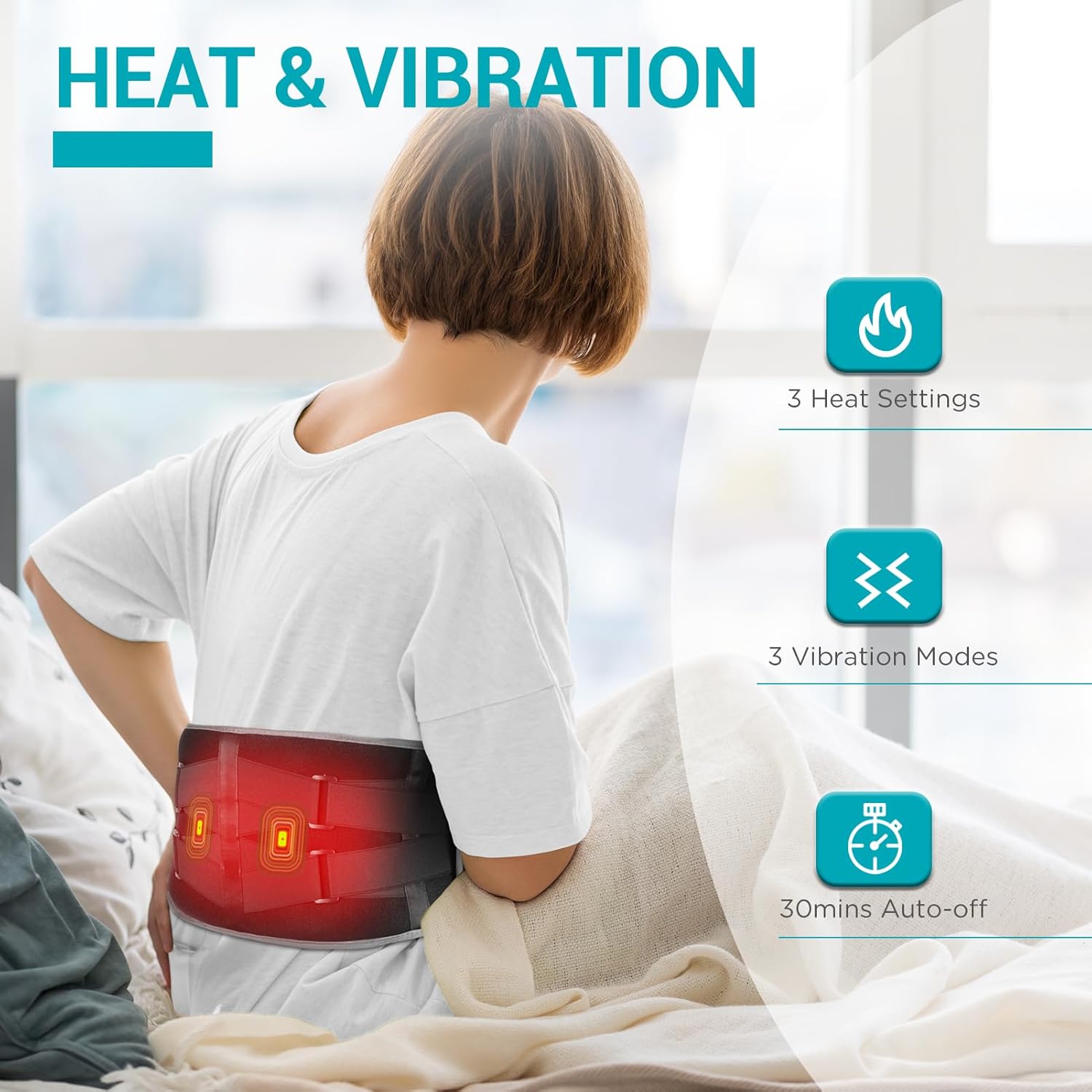 Comfytemp Cordless Heating Pad with Massager for Back - HSA/FSA Eligible