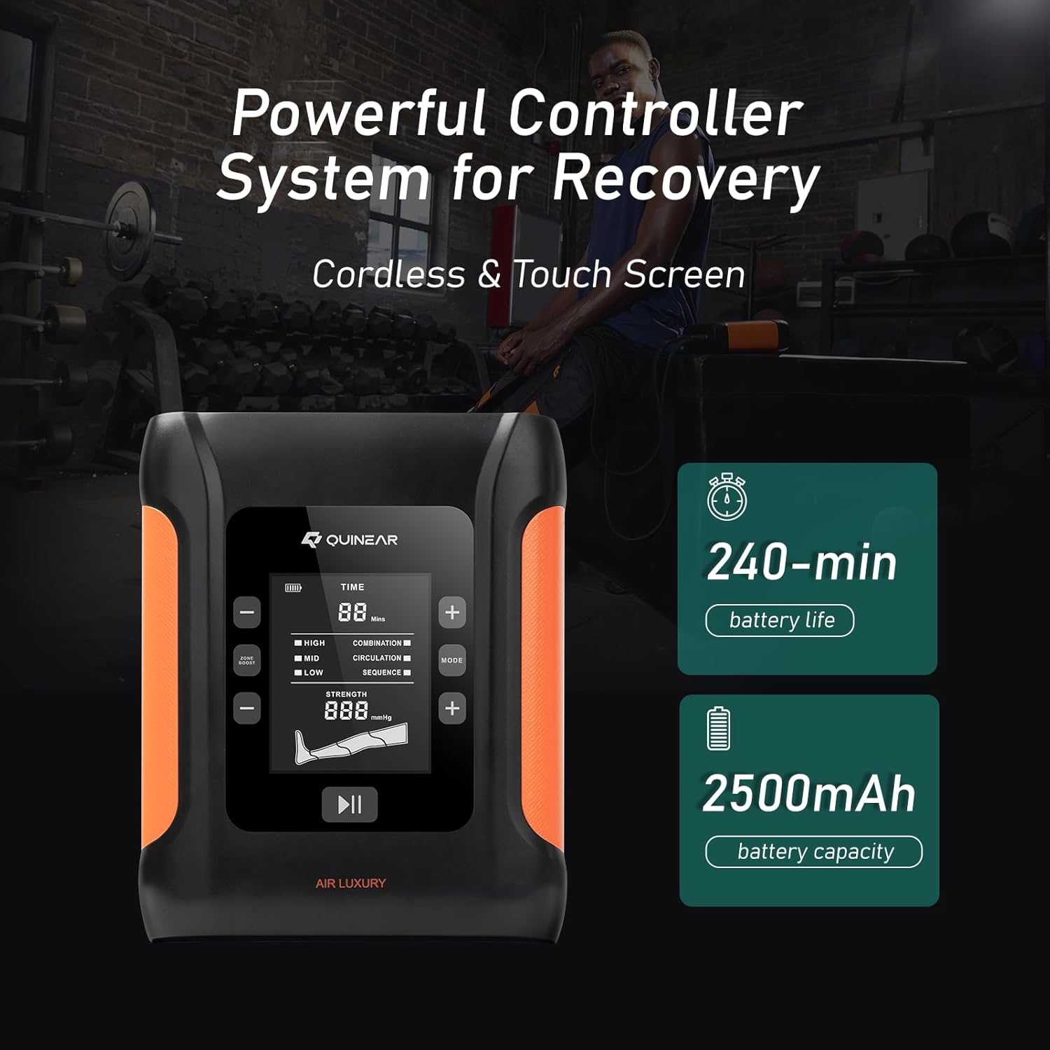 QUINEAR Professional Leg Recovery System, Cordless Air Compression Boots - HSA/FSA Eligible