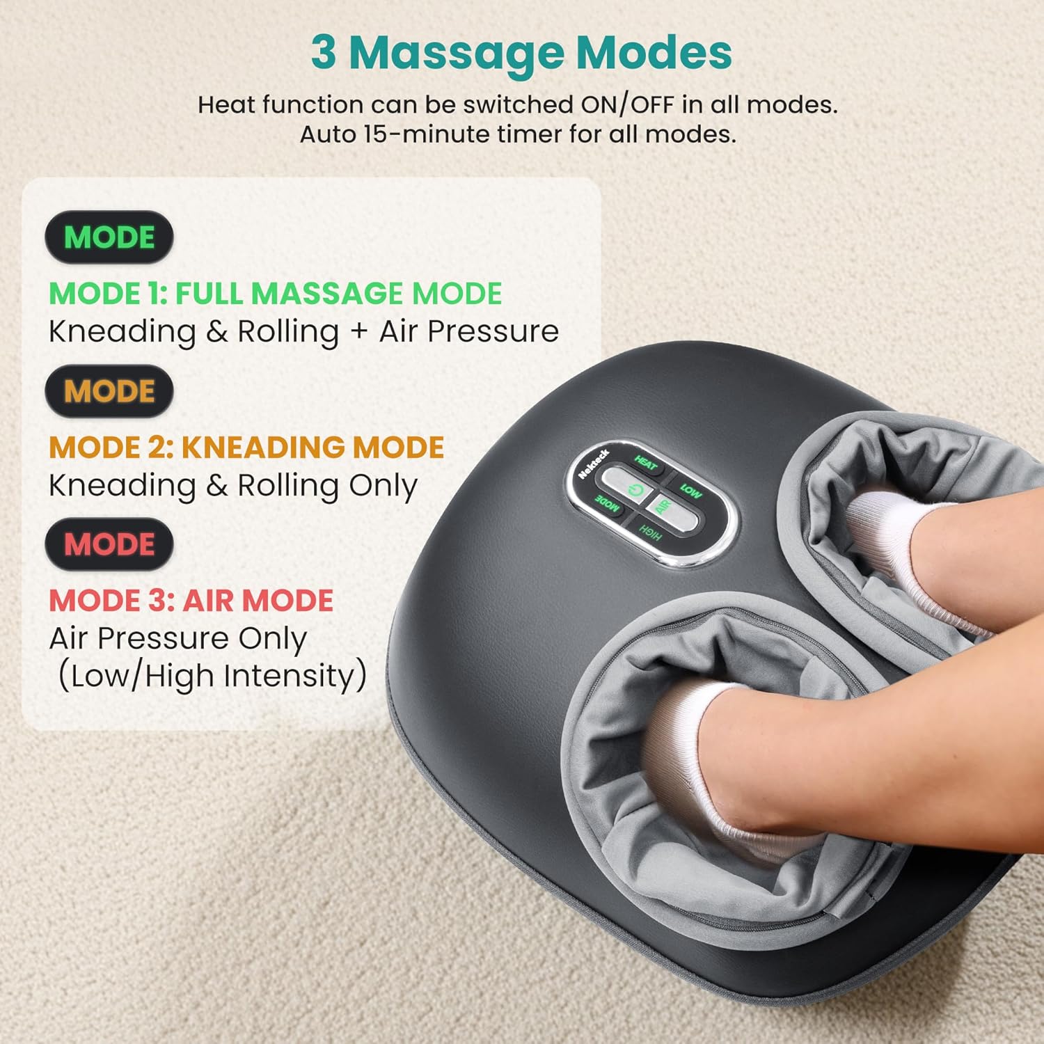 Nekteck Shiatsu Foot Massager with Heat [2026 Upgraded] - HSA/FSA Eligible