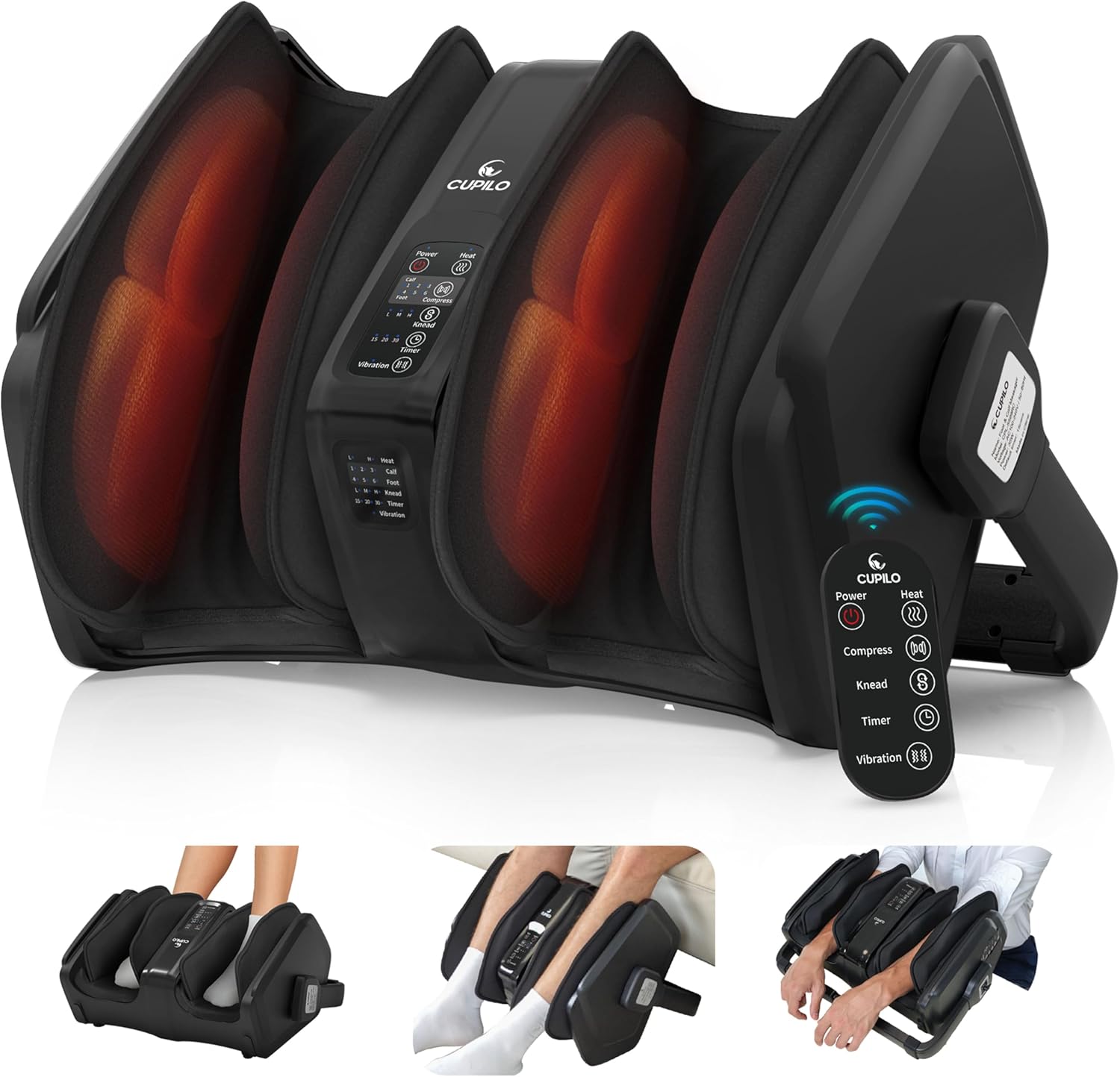 CuPiLo Shiatsu Foot Calf Massager with Heat and Remote - HSA/FSA Eligible