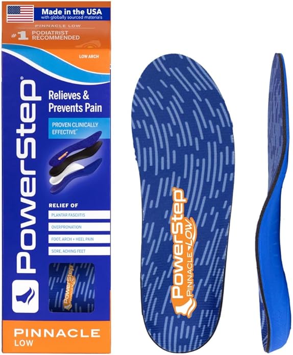 PowerStep Pinnacle Low Arch Support Insoles for Plantar Fasciitis Relief - HSA/FSA Eligible 