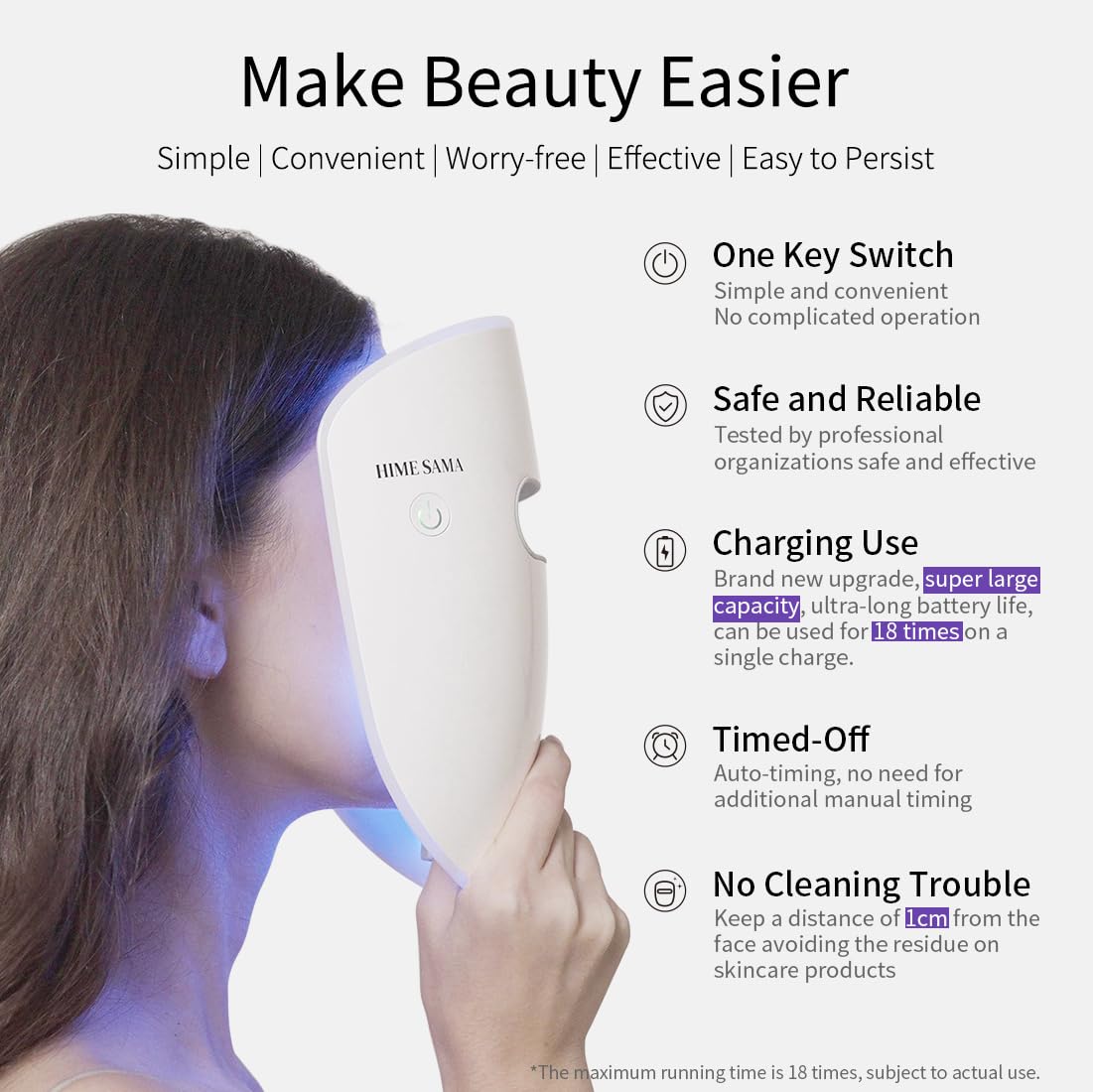 Hime Sama LED Face Mask, 8 Color LED Mask for Face Skin Care - HSA/FSA Eligible
