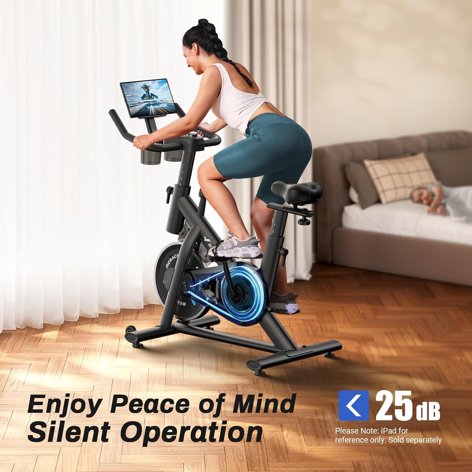 MERACH Exercise Bike, Low Noise Indoor Cycling Bike with 300lbs Weight Capacity
